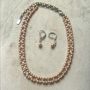 Beaded necklace and earring set